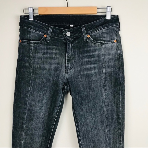 Levis 711 Raw Hem Seamed Skinny Jeans Black Bleach - Picture 5 of 16